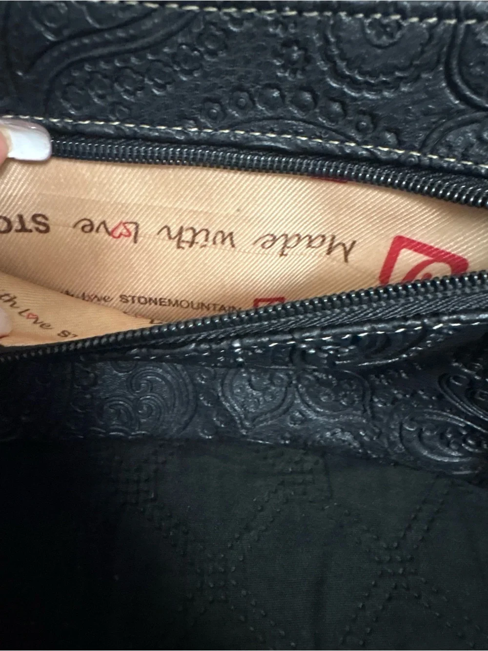 Elegant Black Embossed Wristlet Clutch - Designer Style